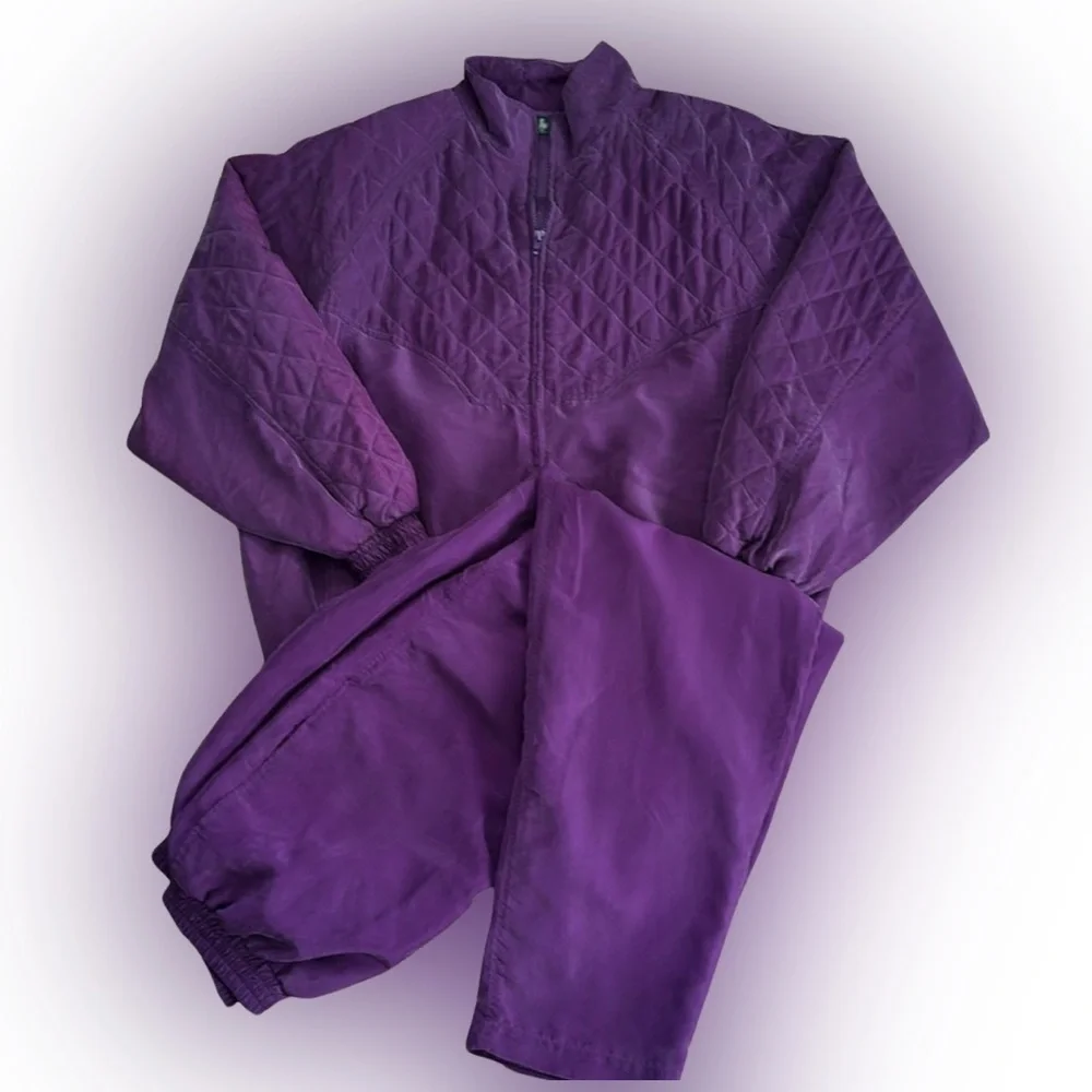 VTG 80s/90s‎ Streetwear Grannycore Retro Hunt Club Purple Tracksuit Set SzL